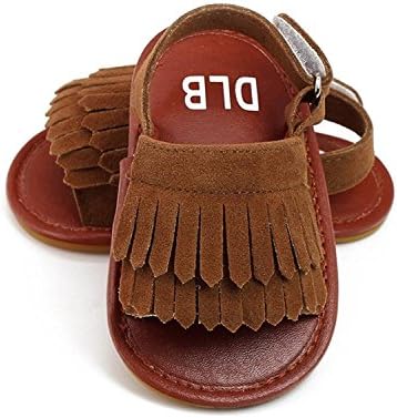 Kindstore Baby Girl Boy PU Leather Tassels Anti Slip Shoes Sandals(brown,0-6months)