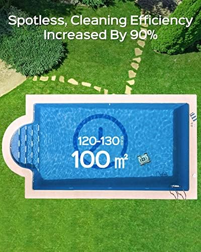 Poolroboter Akku für 130 Minuten Betrieb, Poolsauger mit Starke Leistung, Dual-Antriebsmotoren, Schneller Wasserablass, Pool Bodensauger für Aufstellpool/Außenpool bis zu 100m²