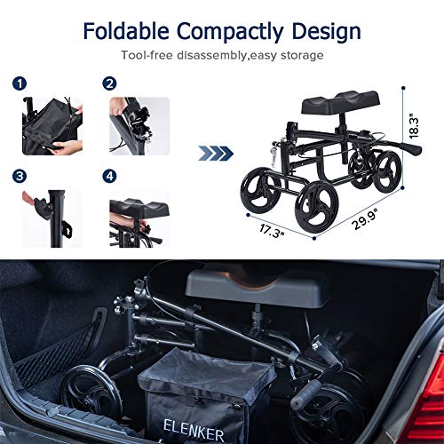 ELENKER Knee Scooter Economy Steerable Knee Walker Ultra Compact