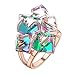 dnswez Statement Rings Multi -Color Change Crystal Ring 3D Birthstone Colorful 18k Gold Plated Cocktail Rings for Women