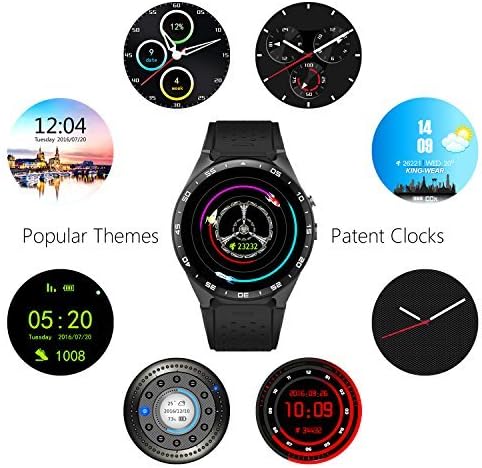 LOLERS Bluetooth Smartwatch KW88 MT6580 Quad Core 1.39 inch Amoled OGS Screen 3G Calling Pedometer Heart Rate Monitor 5.0MP RC Camera GPS WiFi Android 5.1 (Black)