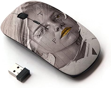 Planetar Colorful PrinTed Ultra-thin Wireless Optical 2.4Ghz Mouse - Black ( Innocent boyish face )