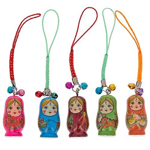 Set of 12 Fashion Jewelry Drip Charm Key Chains Wooden Nesting Dolls with Key Rings Keychains Decorative Gifts