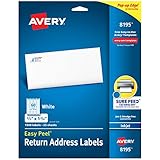 Avery Return Address Labels with Sure Feed for Inkjet Printers, 2/3" x 1-3/4", 1,500 Labels, Permanent Adhesive (8195), White