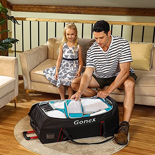 Gonex Rolling Duffle Bag with Wheels, 110L Travel Wheeled Duffel Luggage with Rollers 33 Inch