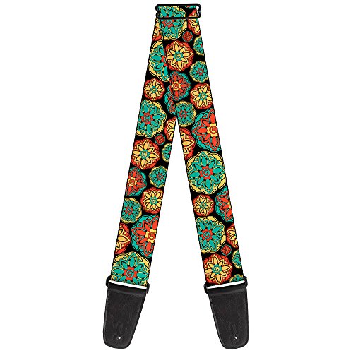 Buckle-Down GS-W32881 "Boho Mandala Black/Yellow/Turquoise/Orange" Guitar Strap