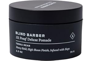 Blind Barber 151 Proof Premium Mens Pomade - Strong Hold Hair Pomade for Men - Water-Based High Shine Pomade for Hair Styling & Structure - Infused with Hops & Tonka Bean (2.5 Ounces)