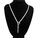 RIAKOOB 18K White Gold Plated Women's Blue Topaz Necklace Drop with Pave Stones
