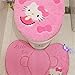 eliphs 4PCS Hello Kitty Bathroom Set Toilet Cover WC Seat Cover Bath Mat Holder Pink/Rose Red (Pink)