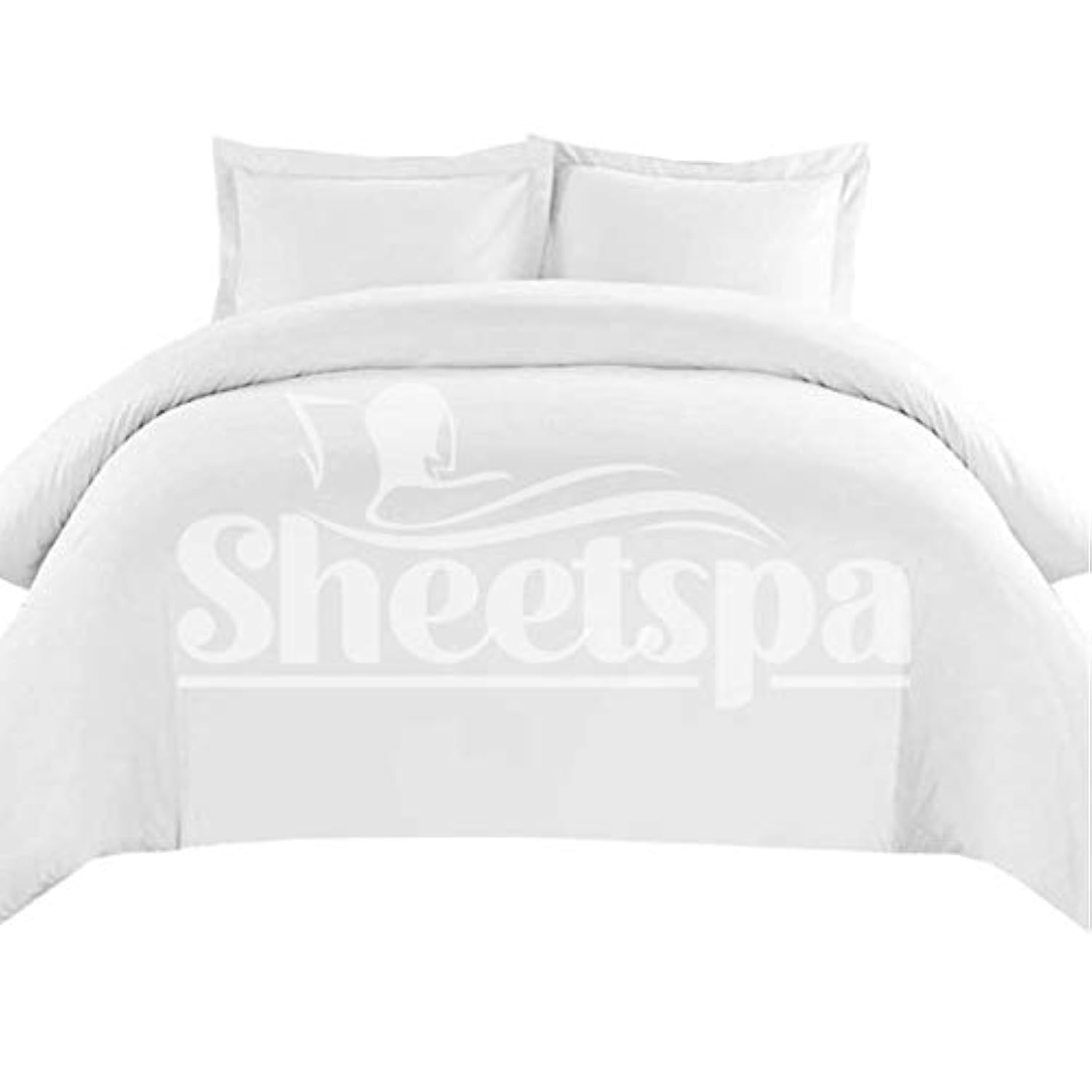 SHEETSPA Hotel Quality 1500 Thread Count 100% Egyptian Cotton Double Size Zipper Closure Duvet Cover With 2pc Pillow Shams Premium 3PC Duvet Set (Double, White, Solid)