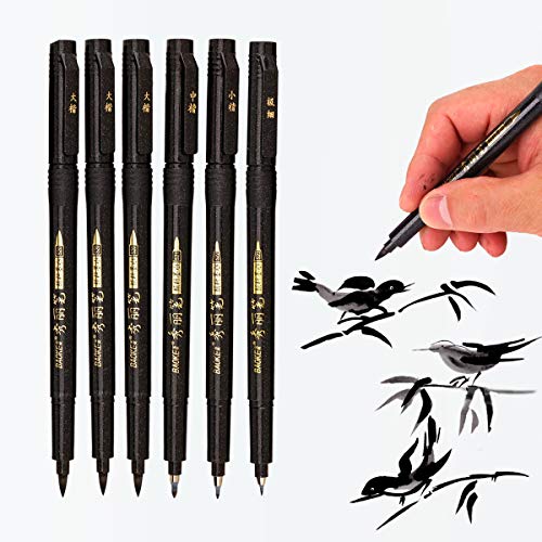 Hand Lettering Pens, Calligraphy Pen,Refillable Calligraphy Pen Hand Lettering Pens -4 Size Calligraphy Pen(6 Pack),Calligraphy, Beginners Signature,Writing Art Drawing,Illustration