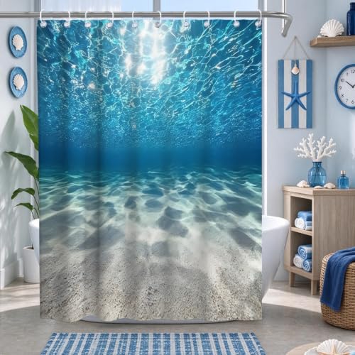 Modern Luxury Ocean Shower Curtain Tropical Nautical Aesthetic… at Amazon