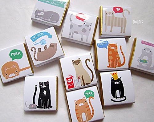 Personalised Chocolates Cute Cats Party Favour Candy Bar, Pack of 25, pet cat Kitty