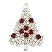 EVER FAITH Art Deco Christmas Tree Brooch Clear w/Red Austrian Crystal Gold-Tone