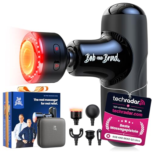 Bob and Brad Q2 Ultra Massagepistole mit Infrarot-Heizmassagekopf, Mini Massage Pistole mit Tragetasche, Leise Massagegerät Massage Gun Muskelmassagep