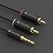 Syncwire RCA Cable - [6ft/1.8m, Dual Shielded Gold-Plated] 3.5mm to 2RCA Male Stereo Audio Adapter Coaxial Cable Nylon Braided Aux RCA Y Cord for Smartphones, Speakers, Tablets, MP3, HDTV - Black