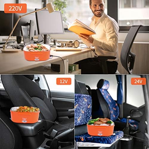 Timker Boîte Chauffante Repas 12V 24V 220V 3 in 1 Chauffage électrique de Voiture Lunch Box Accueil Chauffage électrique Chauffe-Plats Chauffe-Repas pour la Conservation de la Chaleur