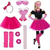 Joizomou Girls 80s Outfit Costume Accessories 7pcs 70s 1980s 90s Costumes