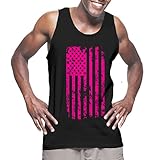 Mens Big Pink American Flag - Breast Cancer Awareness Tank Top T-shirt