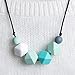 Stylish Baby Teething Necklace for Mom and Safe for Baby - BPA-Free and FDA-Approved - 'Nathan' (Teal White) - My Baby Chews