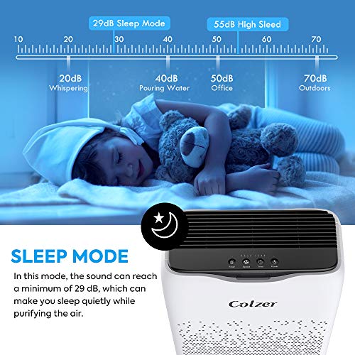 COLZER Air Purifier with True HEPA Air Filter, Air Purifier for Large Room, for Spaces Up to 650 Sq Ft, Perfect for Home/Office with Filter (EPI-186)