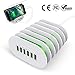 Universal USB Charging Station, eSamcore 6-Port USB Docking Station [Fast Charging] Multiple Devices for iPhone, iPad, Samsung Galaxy, Tablets, Kindle & Nintendo Switch [White/Green]