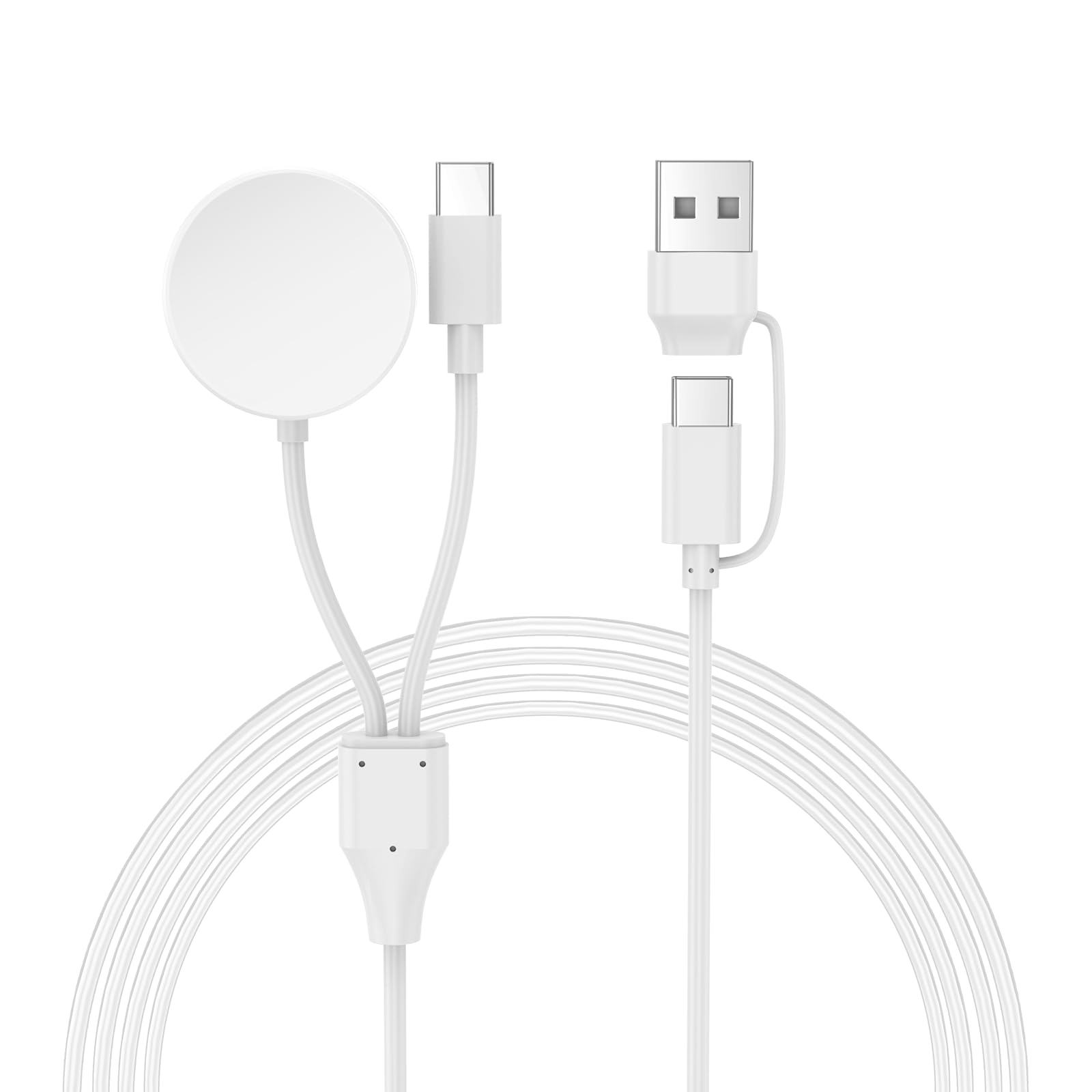 Photo 1 of ACEQINGSE for Samsung Galaxy Watch Charger, 2 in 2 Cable Charger for Galaxy Watch 7 Ultra 6 Classic 5 Pro 4 3, USB C Travel Charging Cable for Galaxy S25 Ultra/S24/S23/S22/S21 and Buds,White