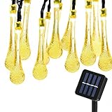 Solar Strings Lights, Hallomall 50LED 30.7ft Water Drop Solar Fairy Lights, Waterproof String Lights for Garden, Home and Christmas Party