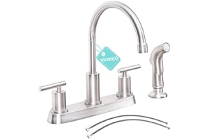 VSUNHOO Kitchen Faucets, Kitchen Faucet with Sprayer, Brushed Nickel Kitchen Sink Faucet, 3 or 4 Hole RV Faucet for Kitchen Sink, Stainless Steel Touch Kitchen Faucet with Side Sprayer, TDLKF024L
