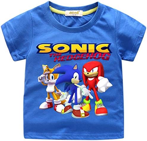 Indepence Life Boys' Sonic The Hedgehog T-Shirt - Featuring Sonic, Tails, and Knuckles Tee for 2-13Years Kids