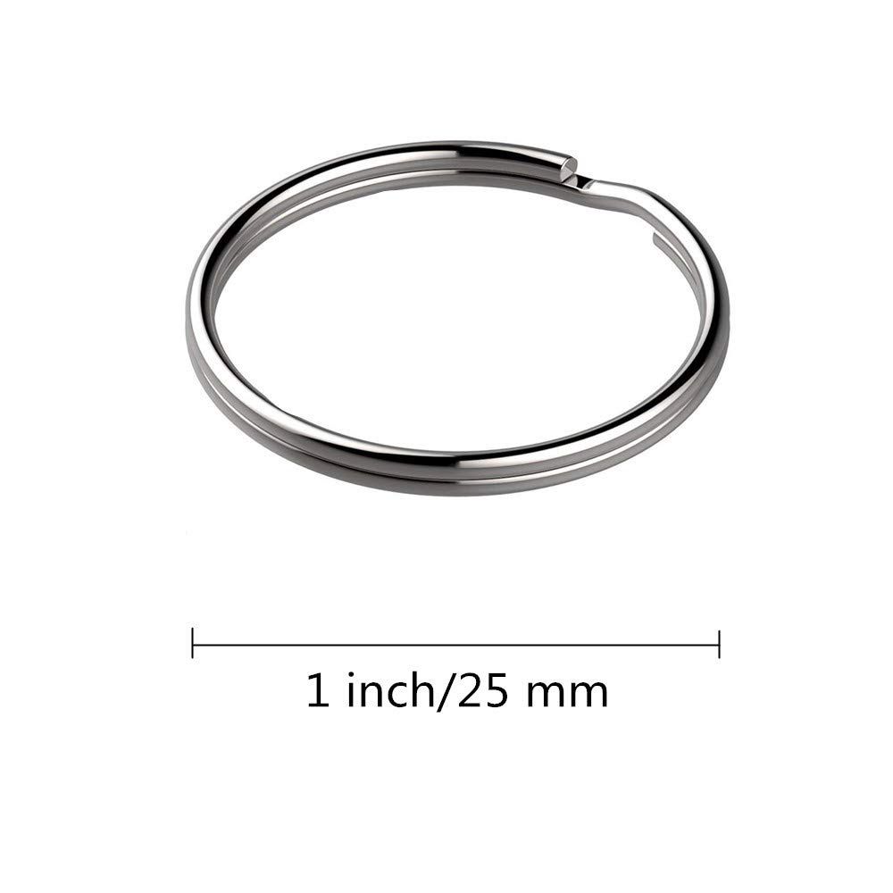 kingforest KINGFOREST 100-Pack Split Key Rings (1 Inch/25mm) - Silver Nickel Metal Keychain Rings for Keys, DIY Crafts, Bags & Accessories - Durable Bulk Keyring Hardware with Smooth Edges