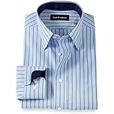 Paul Fredrick Men's Classic Fit Non-Iron Cotton Stripe Dress Shirt