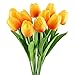 GTIDEA 10pcs Realistic PU Artificial Holland Tulip Flowers Life-Like Faux Bouquet Arrangements for Home Kitchen Living Room Dining Table Wedding Centerpieces Decorations Orange