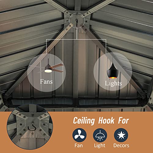 Domi 12x12 Hardtop Gazebo with Double Roof, Aluminum Frame, Curtains & Netting image 20