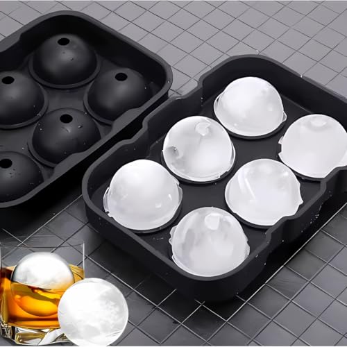 Forma de Gelo em Silicone Premium 6 Esferas Tipo ICE Ball para Whisky Gin Bourbon Bebidas Reutilizável Livre BPA Fácil de Remover Derretimento Lento Durável Flexível Cores Variadas