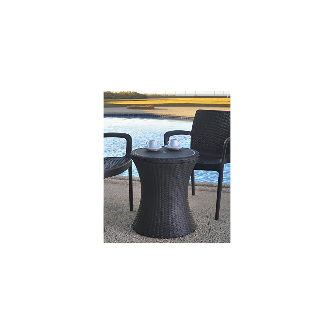 Keter Pacific Cool Bar Outdoor Patio Furniture and Hot Tub Side Table