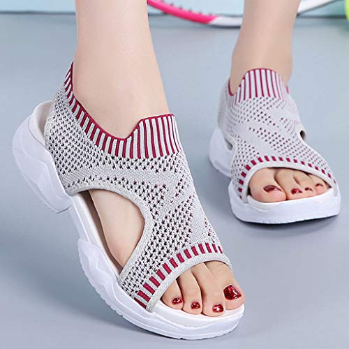 Londony Women's Athletic Walking Shoes Casual Mesh-Comfortable Work Sneakers Lightweight Mesh Slip on Sneakers Gray - Thumbnail 4
