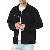 LONGBIDA Men's Jean Jacket Ripped Distressed Denim Trucker Coat with Holes