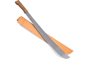 BOTARO 17-CROC28-W 28" Martindale Machete Wood Handle, with Leather Sheath