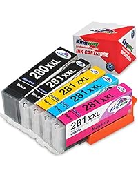 Kingway - Cartucho de tinta de repuesto para impresoras PGI-280XXL CLI-281XXL compatible con Canon PGI-280 CLI-281 Pixma TR7520 TR8520 TS6120 (PGBK, BK,C,M,Y, 5 unidades)