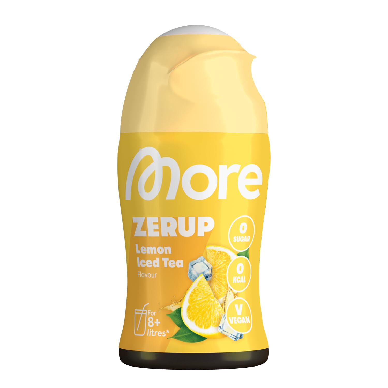 MORE Zerup, Lemon Iced Tea, 65 ml, für bis zu 8 l Fertiggetränk, zuckerfreier Sirup mit echten Fruchtextrakten, vegan, zero Kalorien - made in Germany