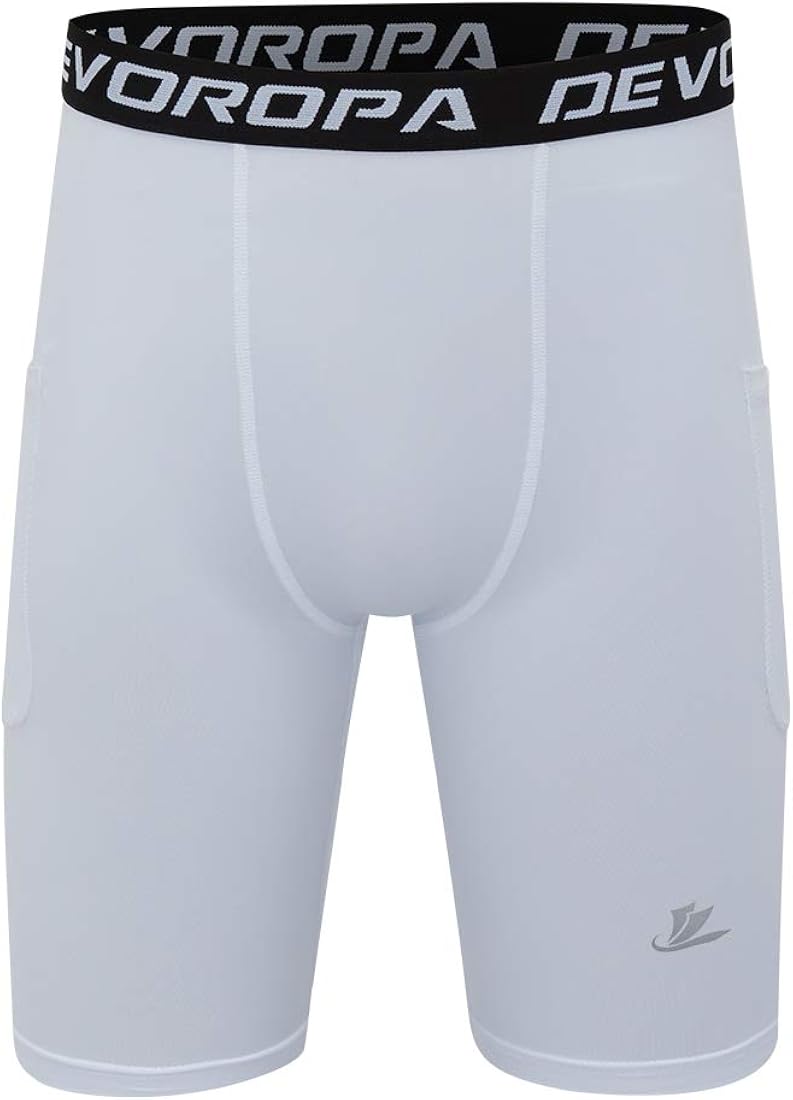 Devoropa Youth Boys' Compression Shorts Performance Athletic Base Layers Workout Training Underwear Side Pocket (Pack of 2): Clothing