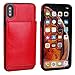 KIHUWEY Compatible with iPhone Xs Max Wallet Case with Credit Card Holder, Leather Kickstand Durable Shockproof Protective Hidden Magnetic Closure Cover for iPhone Xs Max 6.5 Inch (Red)