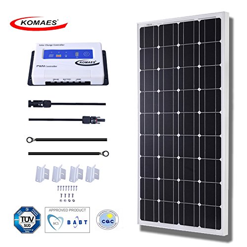 Komaes 100 watts 12volts monocrystalline solar panel wi…