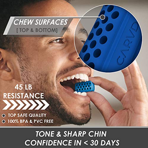 CARVD 2.0 Jaw Exerciser Tablets Define Your Jaw Line Extra Gentle Jaw Line Face Exerciser Blue Beginner