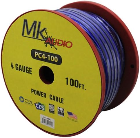 Mk Audio PC4-100BL 4 Gauge Spool Multi-Strand 100 Feet Power Wire Cable (Blue)