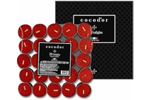COCOD'OR COCODOR Scented Tealight Candles/Black Cherry / 25 Pack / 4-5 Hour Extended Burn Time/Made in Italy, Cotton Wick, Scented Home Deco, Fragrance, Mother's Day