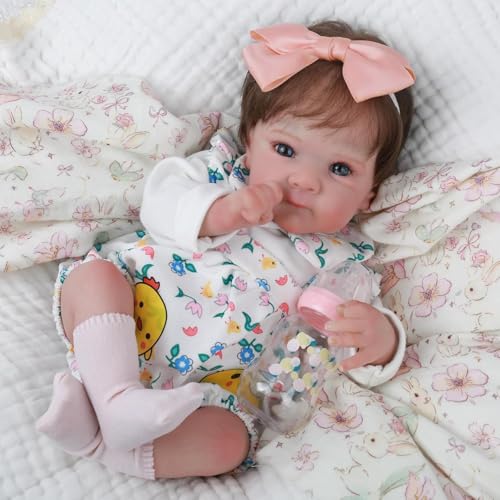 Brastoy Bebê Reborn de Silicone Boneca Menina Olhos Azuis 48cm Pintada Realista Original
