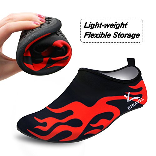Cevinee™ (Update Version) Slip-on Water Shoes, Anti-slip Aqua Socks, Breathable Beach Swim Surf Yoga Outdoor Soft Shoes - Black Fire M
