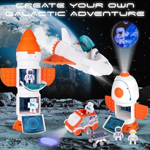 TERRIFI Space Shuttle Rocket Toy for Kids, 5-in-1 Spaceship with Lights, Sounds & Projection, Educational Space Adventure Toy, Ideal for Boys Ages 3-8